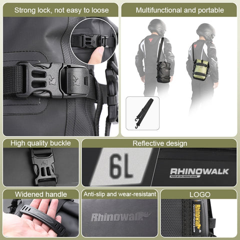Rhinowalk MT2206 6L Waterproof Motorcycle Bumper Bag Outdoor Riding Bag, 6L(Black), 6L(Green)