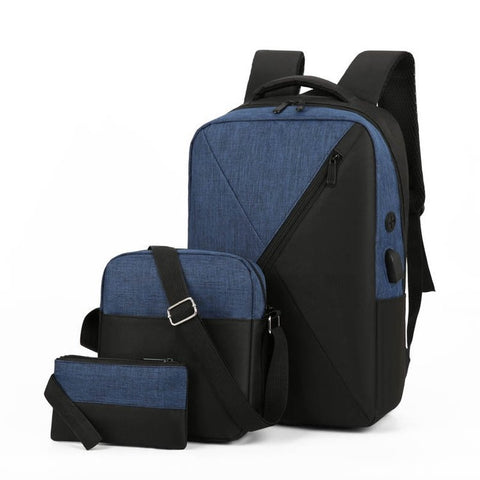 3 In 1 Computer Shoulder Bag Oxford Cloth Schoolbag Multifunctional USB Business Bag