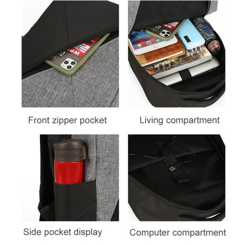 3 In 1 Computer Shoulder Bag Oxford Cloth Schoolbag Multifunctional USB Business Bag