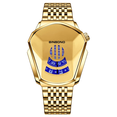 BINBOND Locomotive Concept Steel Belt Watch Men Live Black Technology Watch, Steel Belt Full Gold-Blue Face, Steel Belt Full Gold Gold Face, Steel Belt Black Stee Blue Face, Steel Belt Black Steel White Face, Steel Belt White Steel Blue Face           ...