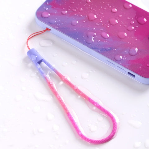 5pcs Silicone Cell Phone Lanyard Watercolor Woven Pattern Fan U Disk Strap, Spring Sakura, Winter Snow, Slurry, Green, Autumn Leaf Yellow, Purple Red