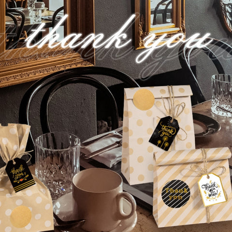 24 In 1 Point Striped Cowhide Paper Bag Retro Thanks Gift Bag Party Bakery Biscuits Candy Bag, 24 In 1 Style 1, 24 In 1 Style 2