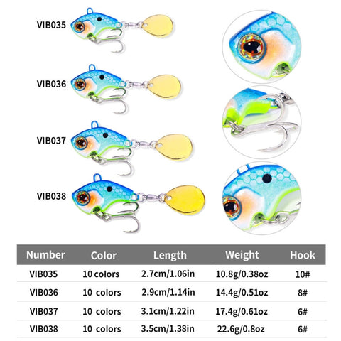 HENGJIA VIB035 Small Whirlwind Sequins Fake Bait Sinking Water VIB Lure, 9g, 13g, 16g, 22g