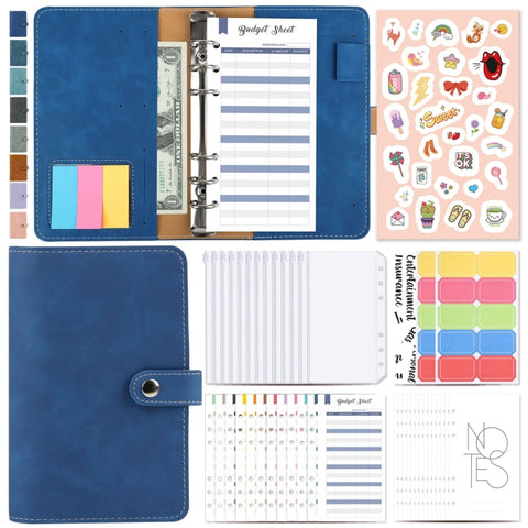 H666 A6 Loose-leaf Binder Cash Budget Handbook Vintage PU Leather Notebook with Window, H666 Amber Brown, H666 Treasure Blue, H666 Denim Blue, H666 Retro Green, H666 Taro Purple, H666 Pink, H666 Light Gray, H666 Dark Gray
