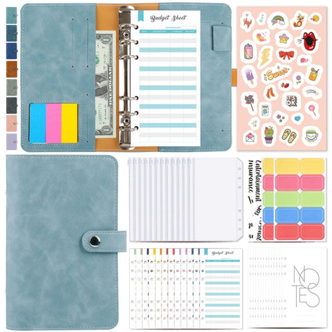 H666 A6 Loose-leaf Binder Cash Budget Handbook Vintage PU Leather Notebook with Window, H666 Amber Brown, H666 Treasure Blue, H666 Denim Blue, H666 Retro Green, H666 Taro Purple, H666 Pink, H666 Light Gray, H666 Dark Gray