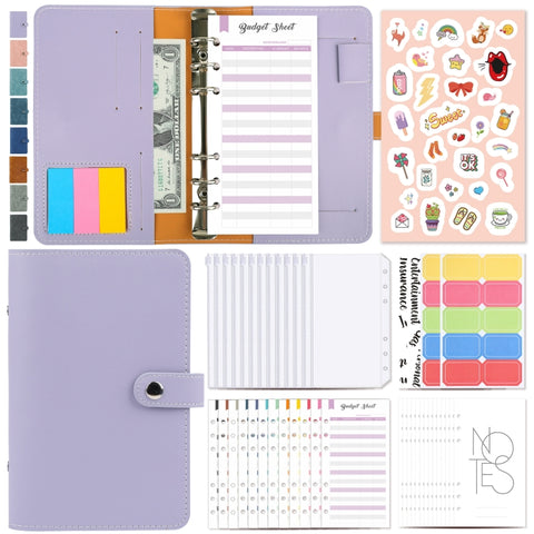H666 A6 Loose-leaf Binder Cash Budget Handbook Vintage PU Leather Notebook with Window, H666 Amber Brown, H666 Treasure Blue, H666 Denim Blue, H666 Retro Green, H666 Taro Purple, H666 Pink, H666 Light Gray, H666 Dark Gray