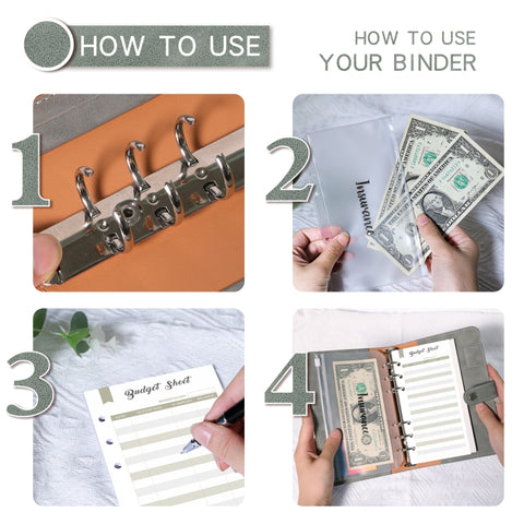 H666 A6 Loose-leaf Binder Cash Budget Handbook Vintage PU Leather Notebook with Window, H666 Amber Brown, H666 Treasure Blue, H666 Denim Blue, H666 Retro Green, H666 Taro Purple, H666 Pink, H666 Light Gray, H666 Dark Gray
