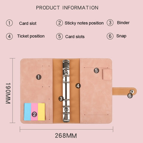 H666 A6 Loose-leaf Binder Cash Budget Handbook Vintage PU Leather Notebook with Window, H666 Amber Brown, H666 Treasure Blue, H666 Denim Blue, H666 Retro Green, H666 Taro Purple, H666 Pink, H666 Light Gray, H666 Dark Gray
