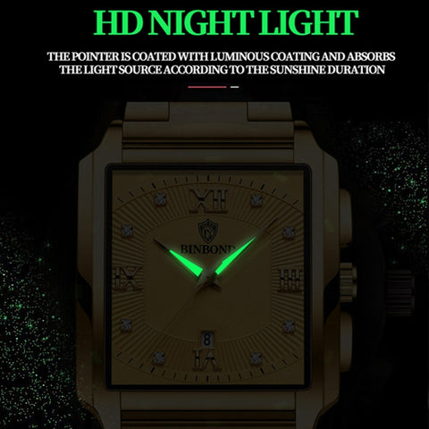 BINBOND B4143 Rectangular Outdoor Men Waterproof Quartz Watches