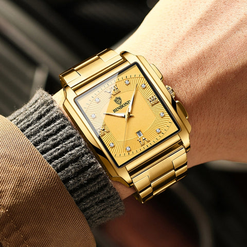 BINBOND B4143 Rectangular Outdoor Men Waterproof Quartz Watches