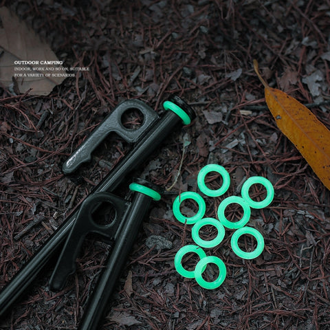 100pcs Outdoor Camping Nail Luminous Circle Multifunctional Silicone Reflective Warning Ring, Luminous Circle