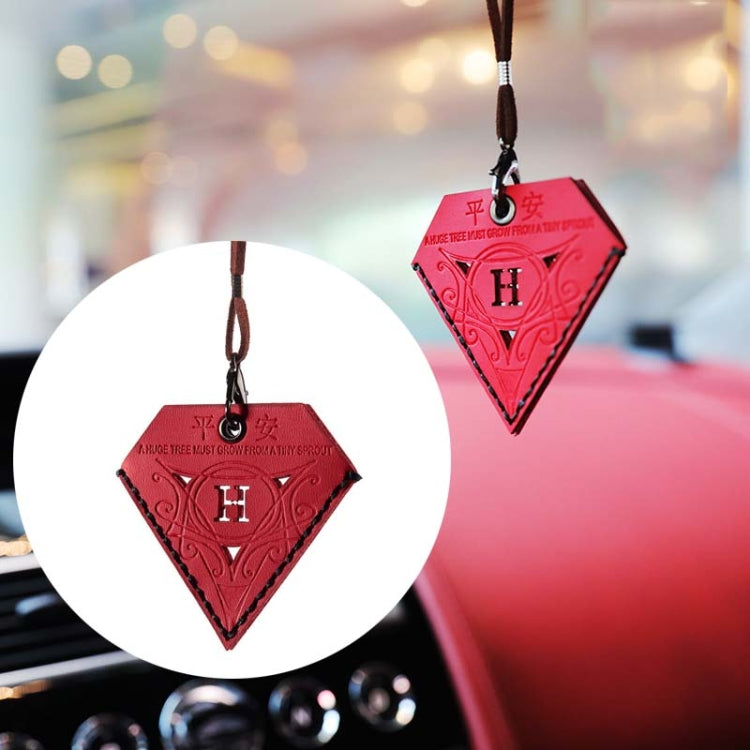 Car Pendant Triangular Ping An Charm Bag Leather Rearview Mirror Ornament, Triangular Black, Triangular Red, Triangular Yellow