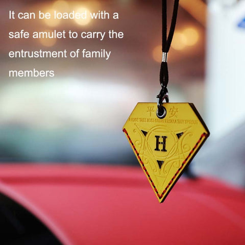 Car Pendant Triangular Ping An Charm Bag Leather Rearview Mirror Ornament, Triangular Black, Triangular Red, Triangular Yellow