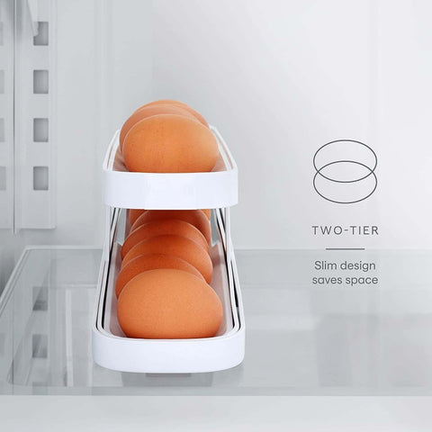 Automatic Eggs Storage Box Refrigerator Egg Dispenser Plastic Rolling Eggs Holder  Container, 2 Layers