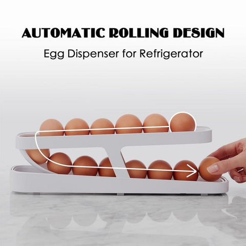 Automatic Eggs Storage Box Refrigerator Egg Dispenser Plastic Rolling Eggs Holder  Container, 2 Layers
