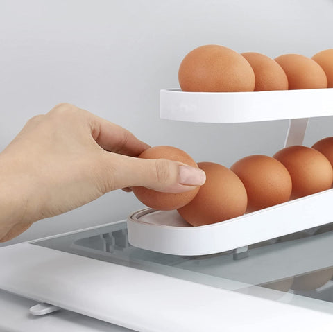 Automatic Eggs Storage Box Refrigerator Egg Dispenser Plastic Rolling Eggs Holder  Container, 2 Layers
