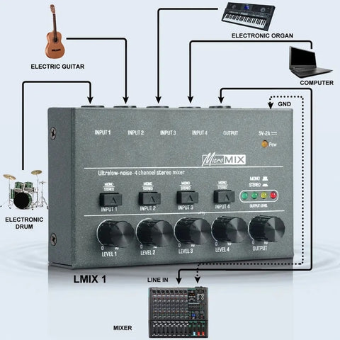 With Single Channel Stereo Switching Mini Signal Hybrid Small Audio, 4 Way mixer, 6 Way Mixer, 8 Way Mixer