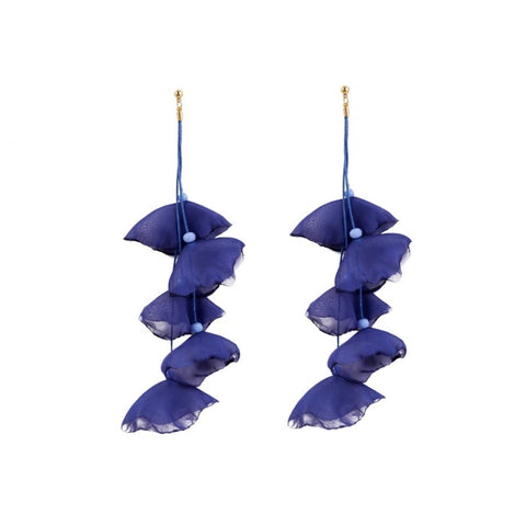 Long Exaggerated Fabric Art Handmade Petal Earrings, E1908-21 Blue, E1908-22 Yellow, E1908-23 Red, E1908-24 Pink, E1908-25 Black, E1908-26 White, E1908-27 Blue, E1908-28 Red, E1908-29 Black, E1908-30 Yellow, E1908-31 Pink, E1908-32 White, E1908-33 Blac...
