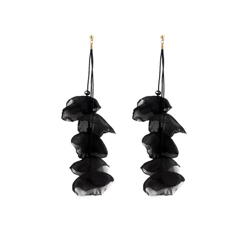 Long Exaggerated Fabric Art Handmade Petal Earrings, E1908-21 Blue, E1908-22 Yellow, E1908-23 Red, E1908-24 Pink, E1908-25 Black, E1908-26 White, E1908-27 Blue, E1908-28 Red, E1908-29 Black, E1908-30 Yellow, E1908-31 Pink, E1908-32 White, E1908-33 Blac...