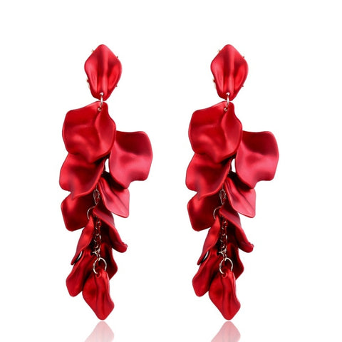 Long Exaggerated Fabric Art Handmade Petal Earrings, E1908-21 Blue, E1908-22 Yellow, E1908-23 Red, E1908-24 Pink, E1908-25 Black, E1908-26 White, E1908-27 Blue, E1908-28 Red, E1908-29 Black, E1908-30 Yellow, E1908-31 Pink, E1908-32 White, E1908-33 Blac...