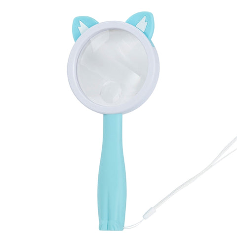 2275 5X/10X Cartoon Animal Handheld Children Science Experiment Magnifying Glass, Pink Rabbit, Coffee Calf, Yellow Deer, Green Frog, Blue Cat