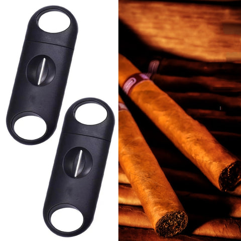 2pcs Portable Stainless Steel V Shaped Plastic Cigar Cutter Opening Hole, Cigar Cutter Opening Hole