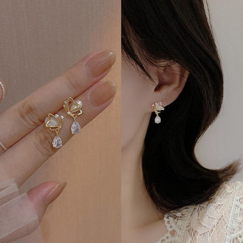 Cat Eyes Stone Butterfly Heart Earrings Water Drop Zircon Diamond Earrings, EH1479, EH1093, EH1350, EH1264