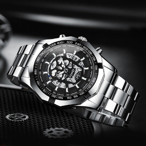 BINBOND S034 30M Waterproof Quartz Watch Skull Skeleton Luminous Watch