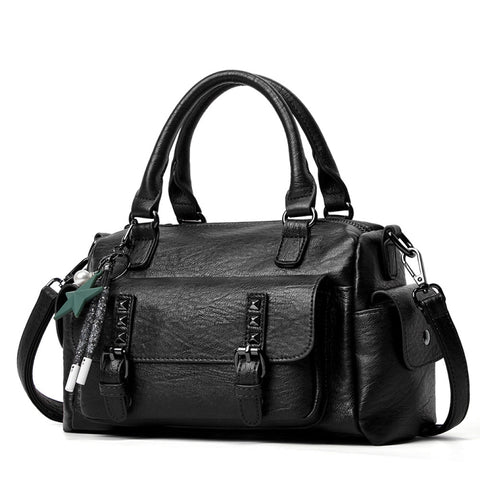 048 Pebbled Leather Multi-compartment Handbag Large Capacity Crossbody Shoulder Bag