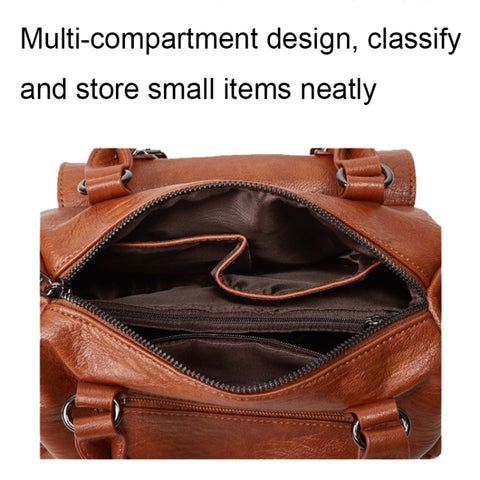 048 Pebbled Leather Multi-compartment Handbag Large Capacity Crossbody Shoulder Bag