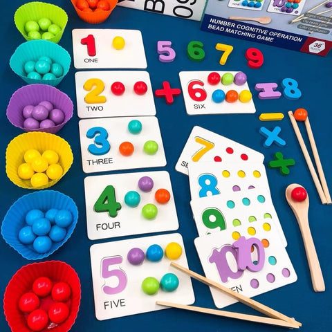 Children Number and Color Matching Clip Beads Enlightenment Teaching Aids Puzzle Early Education Toys, Clip Beads