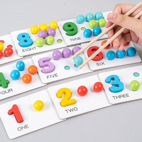 Children Number and Color Matching Clip Beads Enlightenment Teaching Aids Puzzle Early Education Toys, Clip Beads