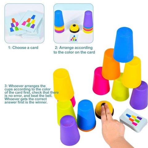 Mixed Colors Quick Stack Cups Speed Training Sports Stacking Cups With Card,Spec:, Single Person, Double  Person