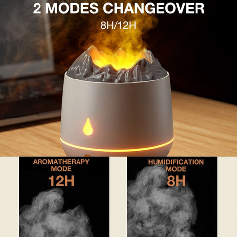 HS01 Simulation Flame Humidifier Home Aromatherapy Machine With Night Light, Simulation Flame (White), Simulation Flame (Black)