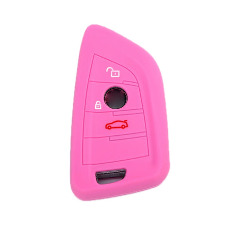 For BMW 1 Series X4/X2/XM5 2pcs Soft Silicone Remote Key Cover, Red, Rose Red, Pink, Sea Blue, Luminous Blue, Dark Gray