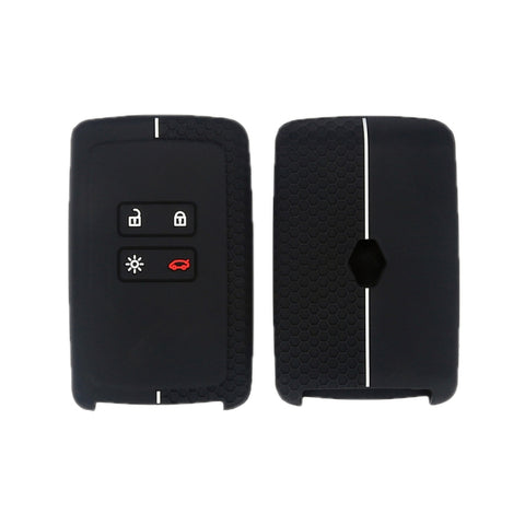 For Renault Koleos/Megane 2pcs 4 Button Honeycomb Pattern Silicone Key Cover, Black Red Line, Red White Line, Sea Blue Black Line, Dark Gray Black Line, White Black Line, Black Blue Line, Black White Line