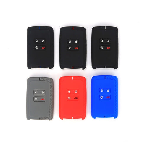 For Renault Koleos/Megane 2pcs 4 Button Honeycomb Pattern Silicone Key Cover, Black Red Line, Red White Line, Sea Blue Black Line, Dark Gray Black Line, White Black Line, Black Blue Line, Black White Line