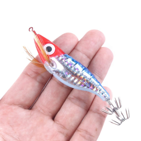HENGJIA SJB012 Night Light Simulation Shrimp Squid Needle Sea Fishing Fake Bait, SJB012 (10 Colors Bagged)