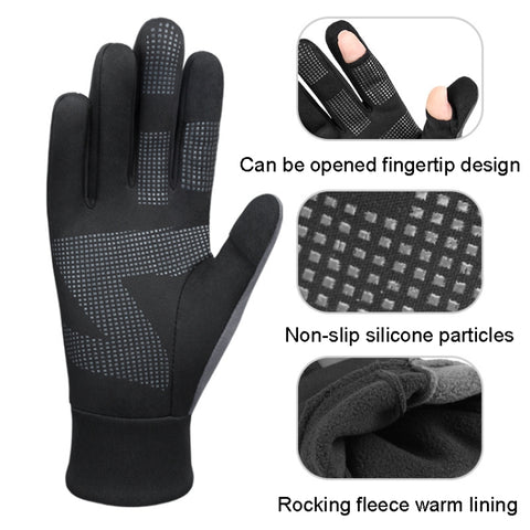 Touch Screen Anti-slip Waterproof Outdoor Sports Warm Cycling Gloves, S, M, L, XL
