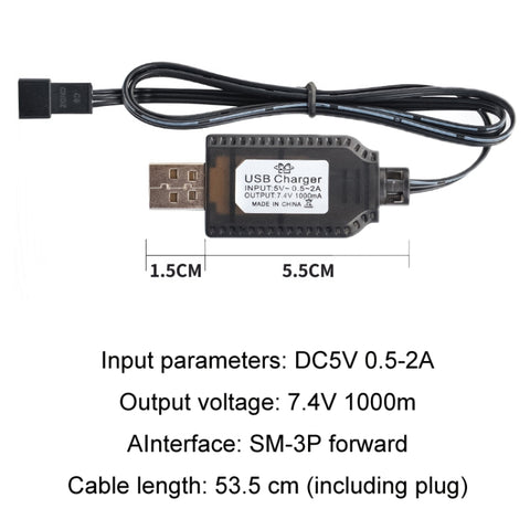 7.4V Smart Chip Protection USB Plug Lithium Battery Charging Cable