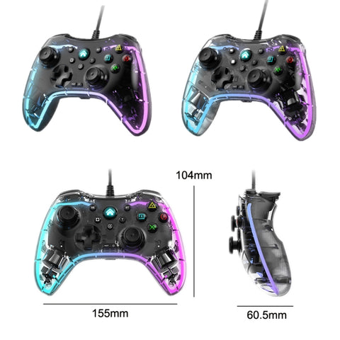 S03 Glare Transparent Wired Gamepad for Nintendo Switch/Sony PS/Computer, Black, White