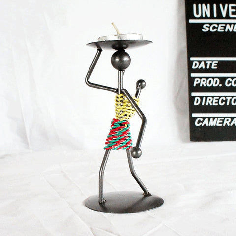 Retro Wrought Iron Man-shaped Candlestick Ornament Restaurant Table Decoration Props, 21, 22, 23, 26