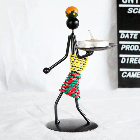 Retro Wrought Iron Man-shaped Candlestick Ornament Restaurant Table Decoration Props, 21, 22, 23, 26