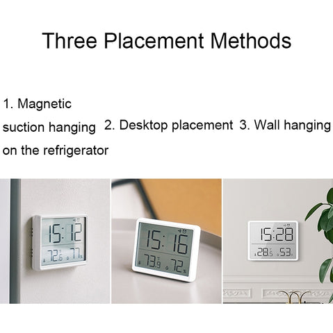 8218 Thin and Light Magnetic Wall-mounted LCD Temperature Electronic Digital Clock