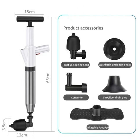 Toilet Pipe Dredger Toilet Sewer Floor Drain Clogged Household High Pressure Pneumatic Tool, HX28 (Green), HX28 (White), HX28 (Gray), HX28 (Black)