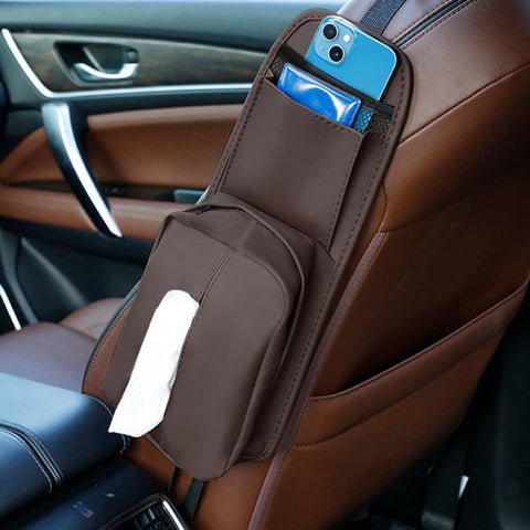 Car Seat Side Storage Pocket Hanging Leather Tissue Holder