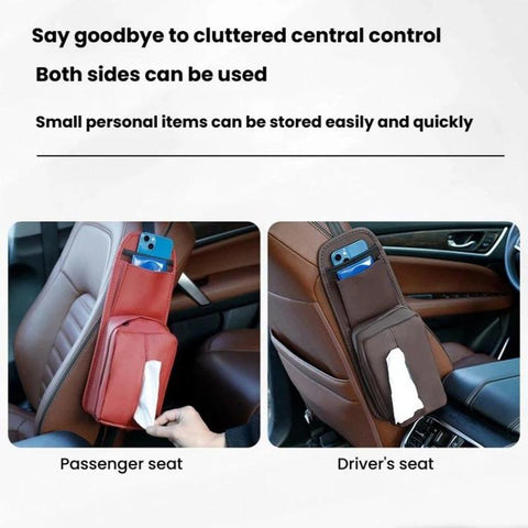Car Seat Side Storage Pocket Hanging Leather Tissue Holder