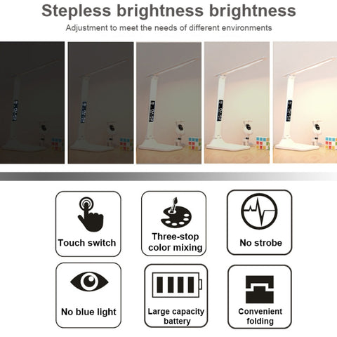 LED Intelligent Digital Display Foldable Desk Lamp, Style:, USB Straight Plug, Charging 2000mAh, Charging 3200mAh, Double Head USB Straight Plug, Double Head Charging 2000mAh, Double Head Charging 3200mAh