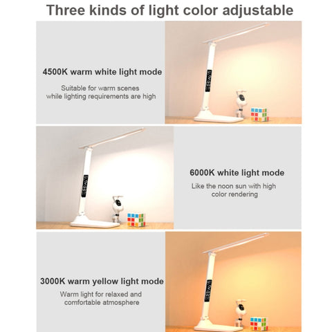 LED Intelligent Digital Display Foldable Desk Lamp, Style:, USB Straight Plug, Charging 2000mAh, Charging 3200mAh, Double Head USB Straight Plug, Double Head Charging 2000mAh, Double Head Charging 3200mAh