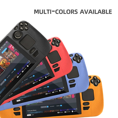 For Steam Deck Hifylux ST-PF14 Game Console Silicone Case Anti-scratch Non-slip Handheld Case Lanyard, Silicone Case Blue, Silicone Case Red